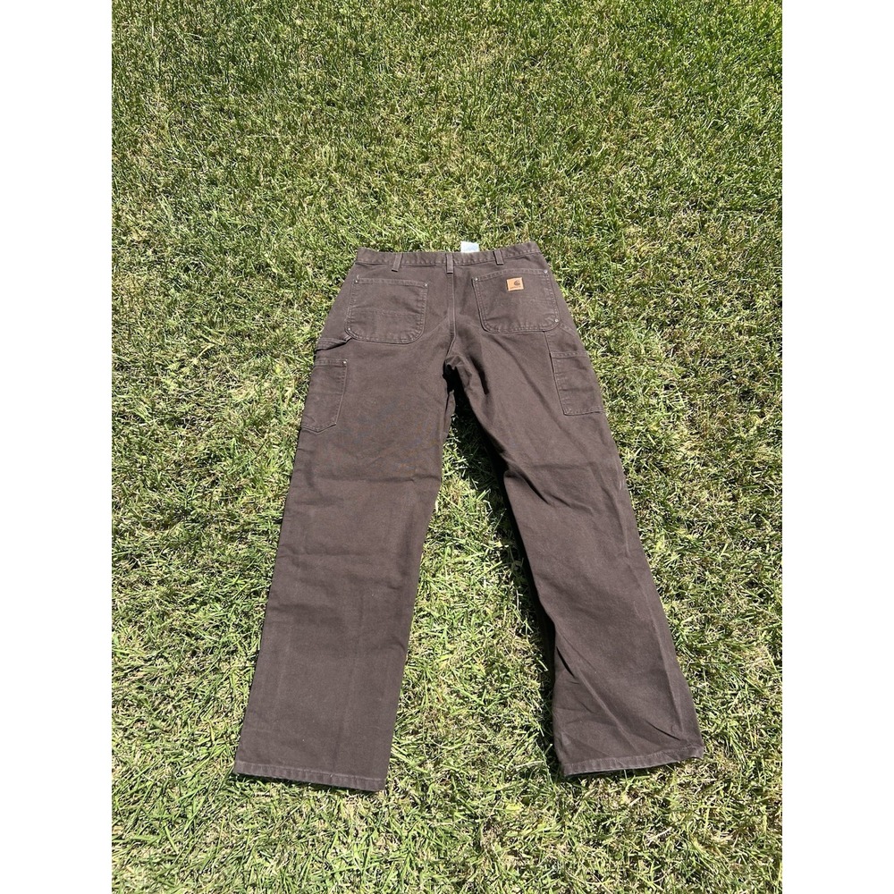 Vintage Carhartt 34x32 Double Knee Dungaree Carpenter Pants Brown B136 DKB - Picture 4 of 5
